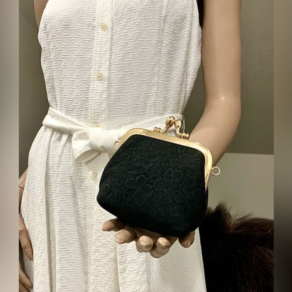 Handmade Genuine NuBuck Leather Floral Embossed Wristlet/Coin Pouch/Crossbody - Picture 6 of 14